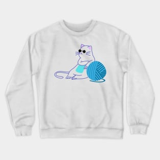 Fat cat with yarn Crewneck Sweatshirt